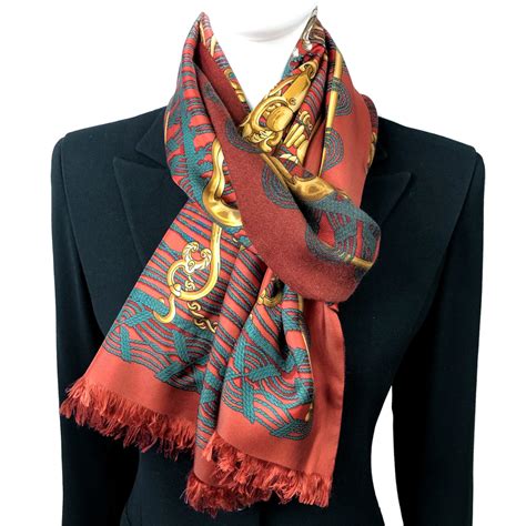 hermes mors et gourmettes cashmere silk|Hermès Mors et Gourmettes Cashmere Shawl .